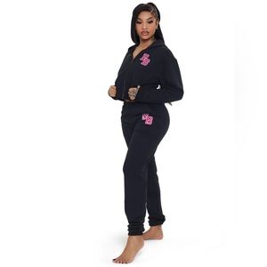 NEW Body University Hoodie & Sweatpants Set by Raven Tracy in Black/Pink